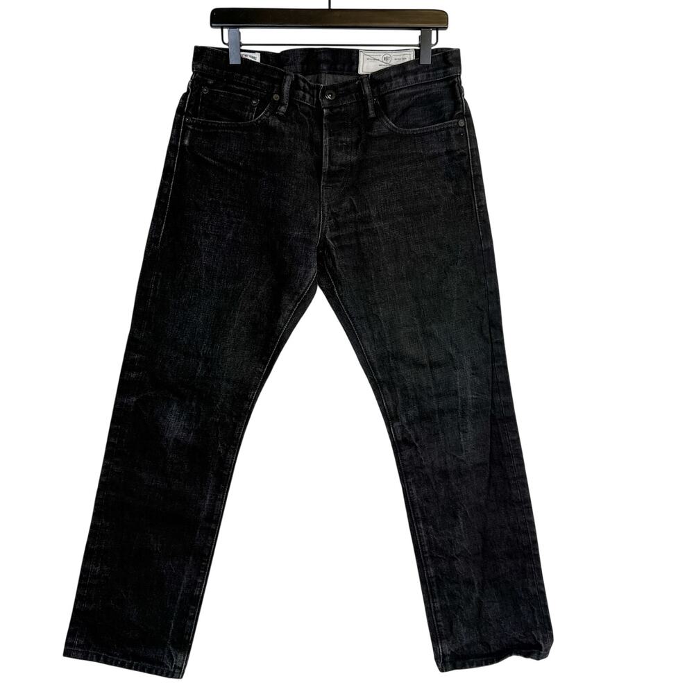 RGT Mens Stanton Slim Straight Black Selvedge Jeans - 32 32W 29L
